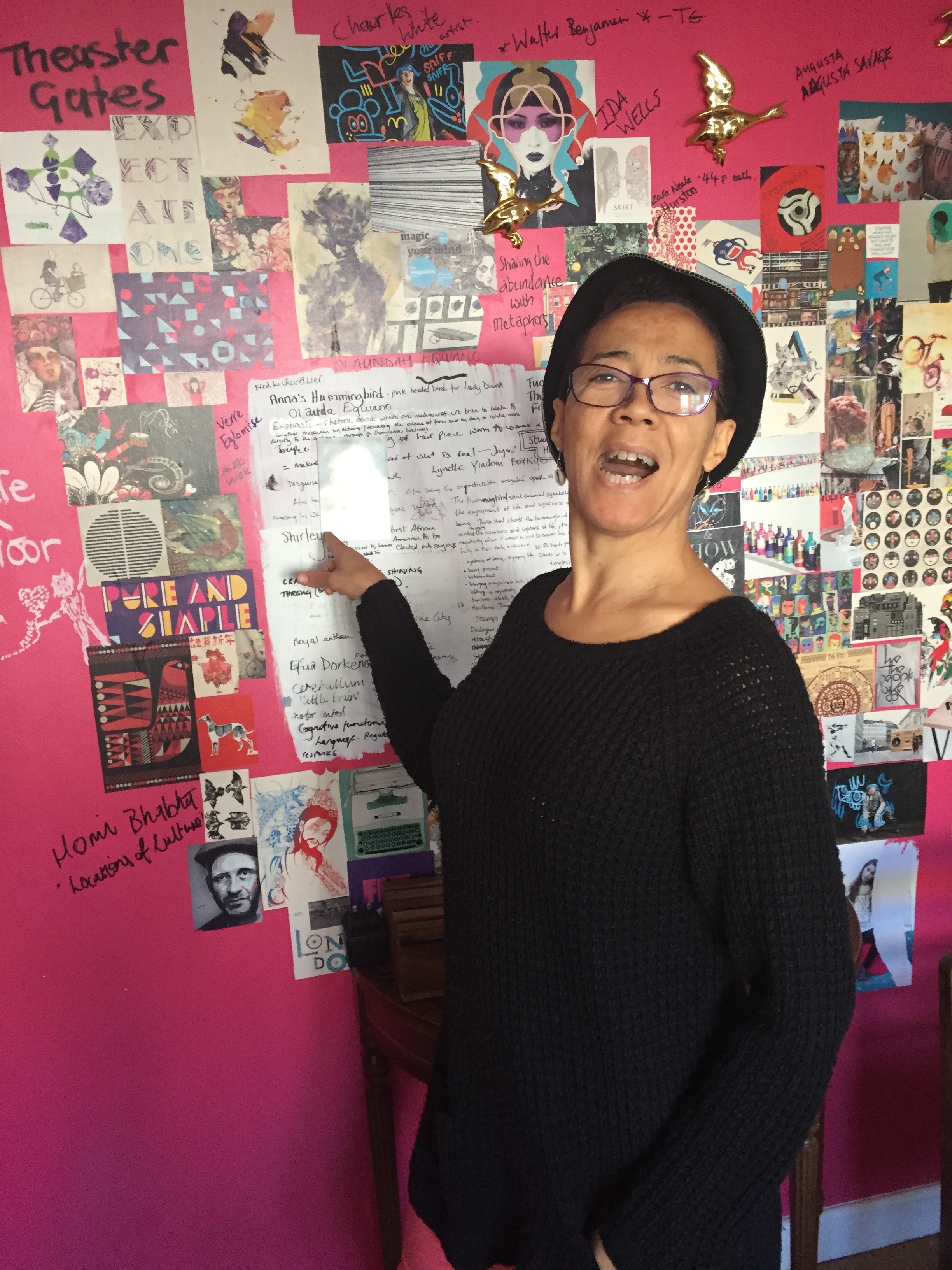 Pontificating in front of Joyces Memory wall.